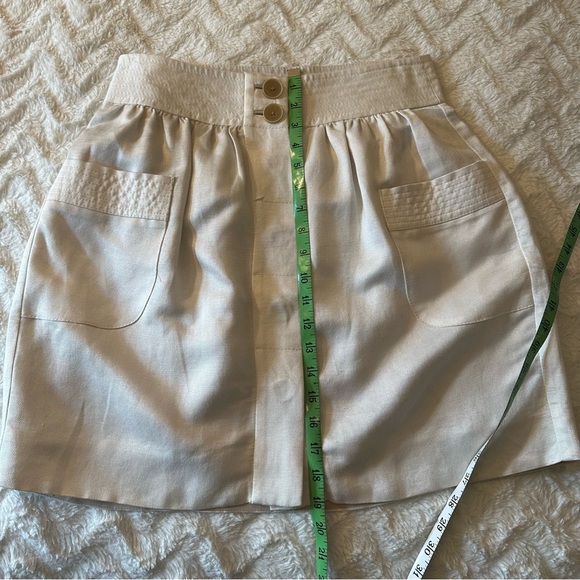 J. Crew Linen Blend Button Front Beige High Waist Skirt Size 4 - Picture 9 of 11